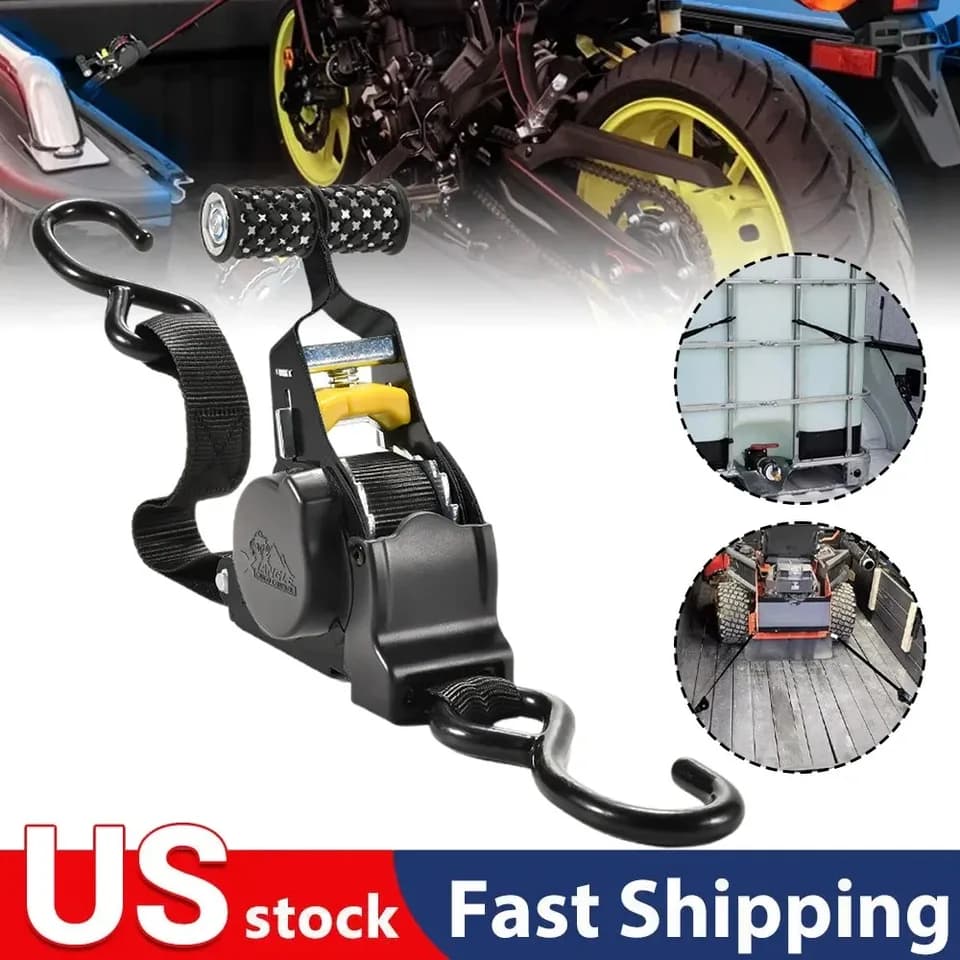 Ratchet Tie-Down Straps | Heavy Duty Auto Retractable | Trailers & Vehicles - Thumbnail 5