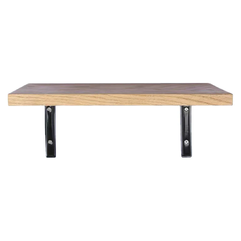 Heavy Duty L Brackets supporting a wooden shelf on a white background.