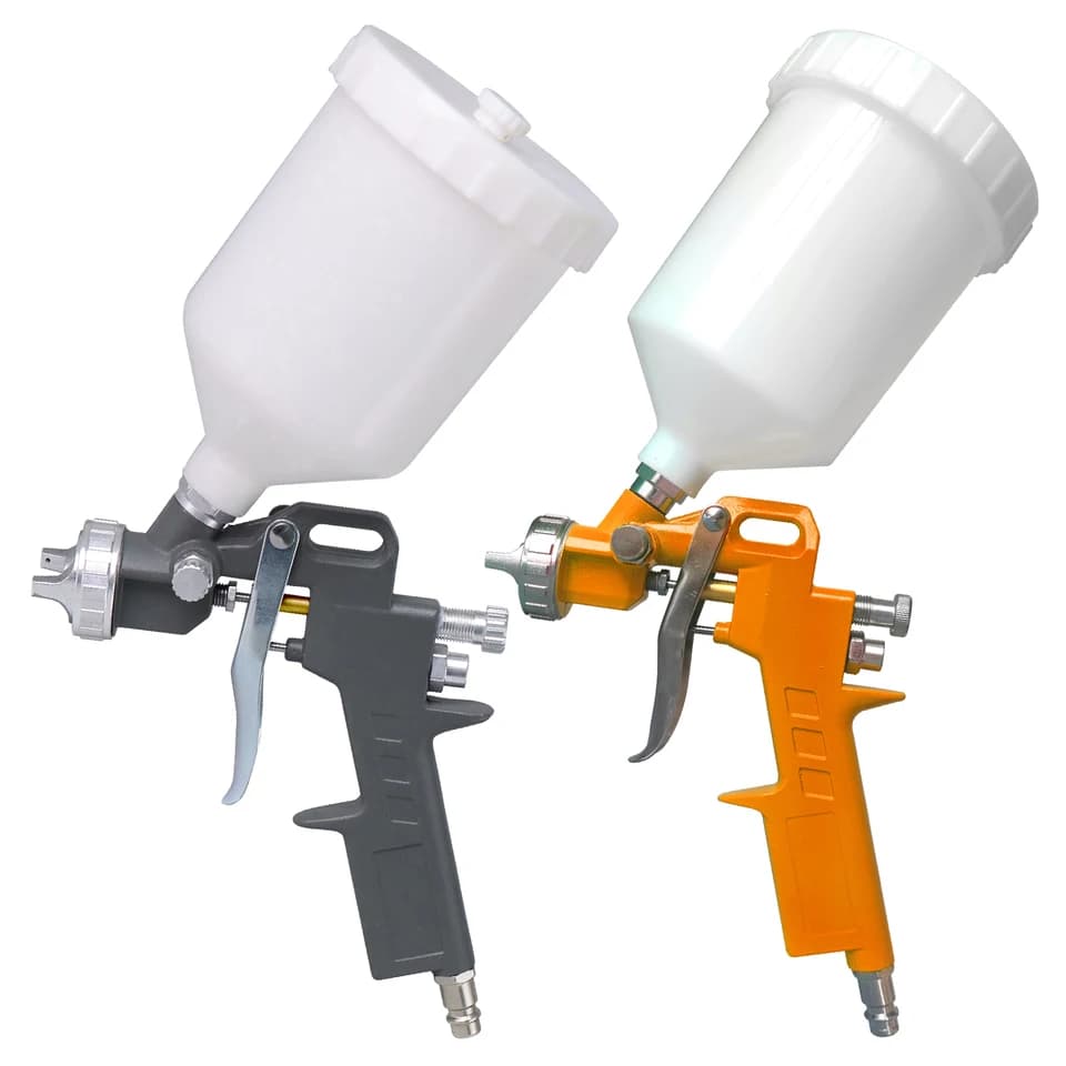 Professional Paint Sprayer: Two spray guns, grey and orange, showing product variants.
