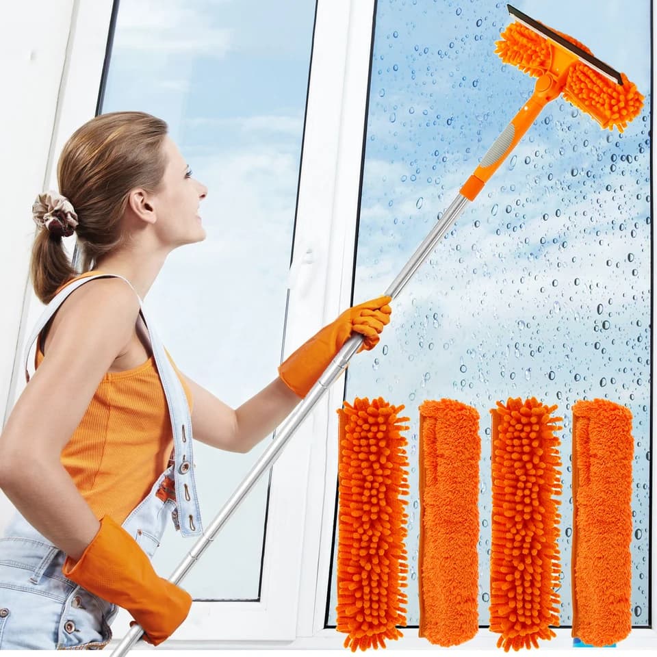 Squeegee for Window Cleaner | 72" Telescopic Handle | Shower Glass & Home Cleaning - Thumbnail 3