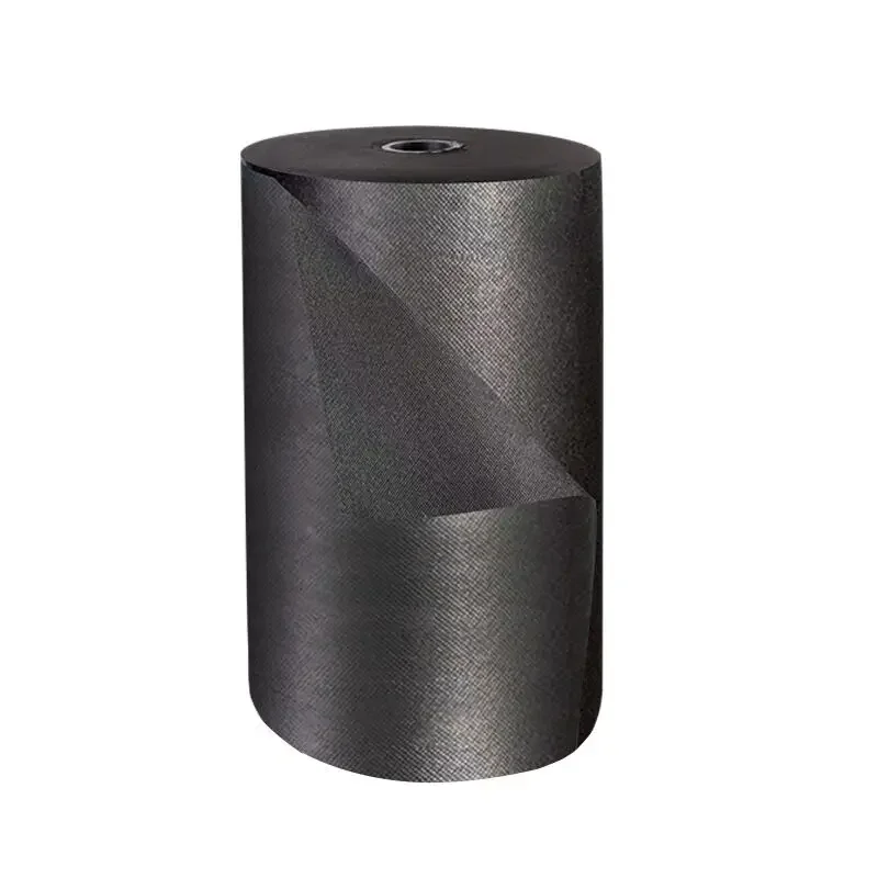 Non-woven geotextile membrane, a single black roll on a white background.