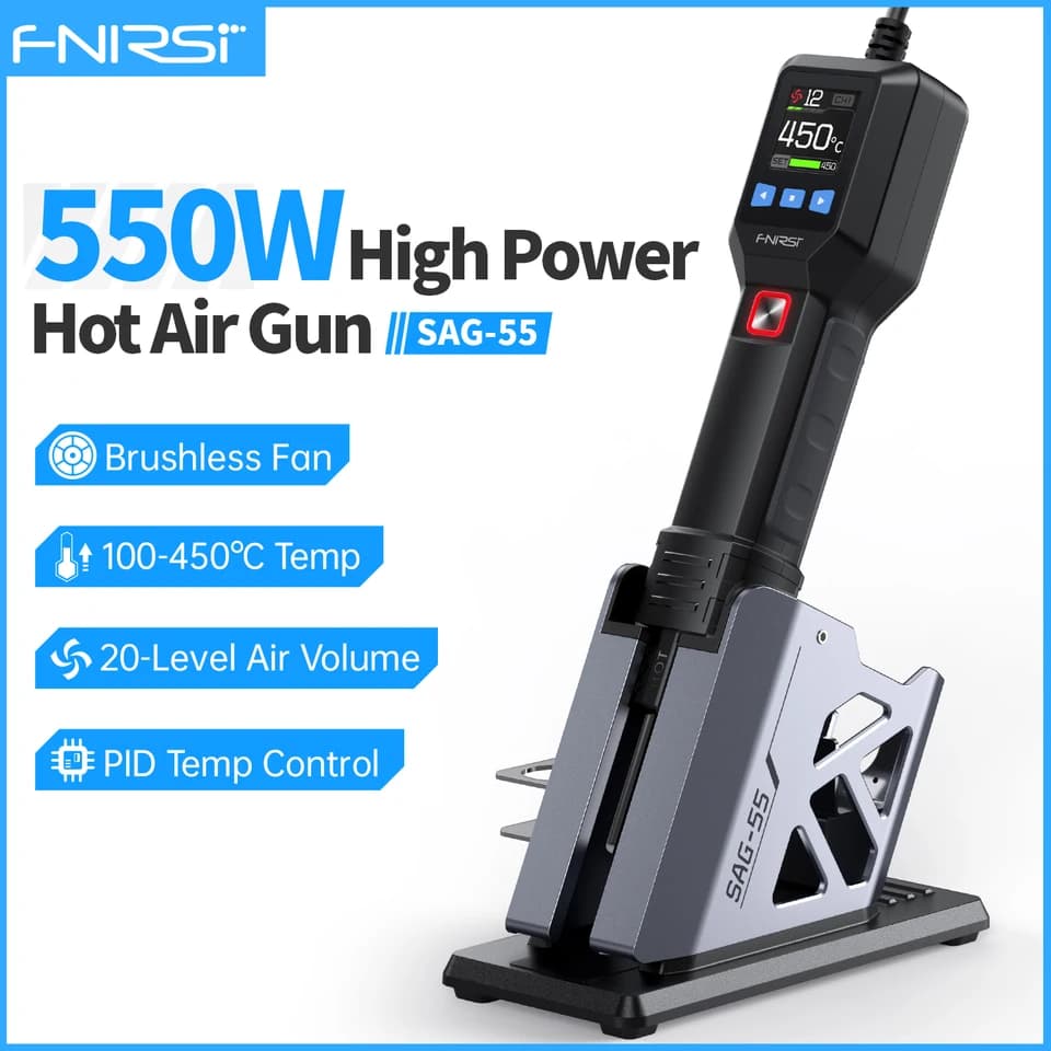 FNIRSI SAG-55 Heat Gun | 220V 550W BGA Rework Station | SMD SMT Soldering Repair - Thumbnail 2