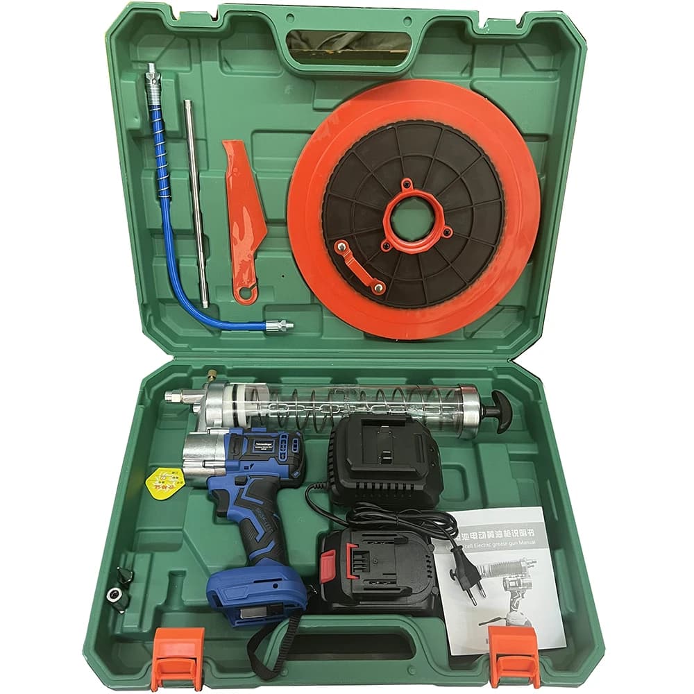 Seesii 12000PSI Electric Grease Gun with Makita 18V battery compatibility, showing the high-pressure injector and ergonomic grip.