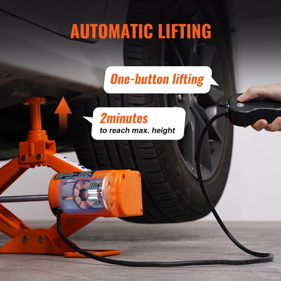 3 Ton Electric Scissor Car Jack for Changing Tyres | 12V Portable SUV Truck Lift - Thumbnail 5