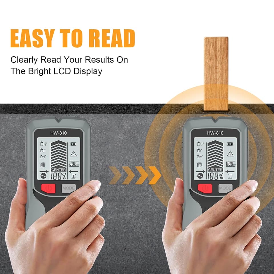 6-in-1 LCD Stud Finder | Live Cable & Metal Detection | Wall Scanner Depth Measurement - Thumbnail 5