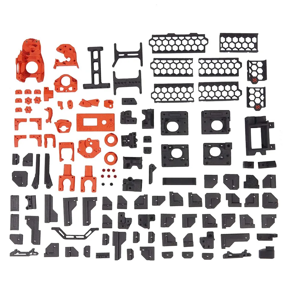 Voron 0.2 R1 3D Printer Kit components laid out on a white background.