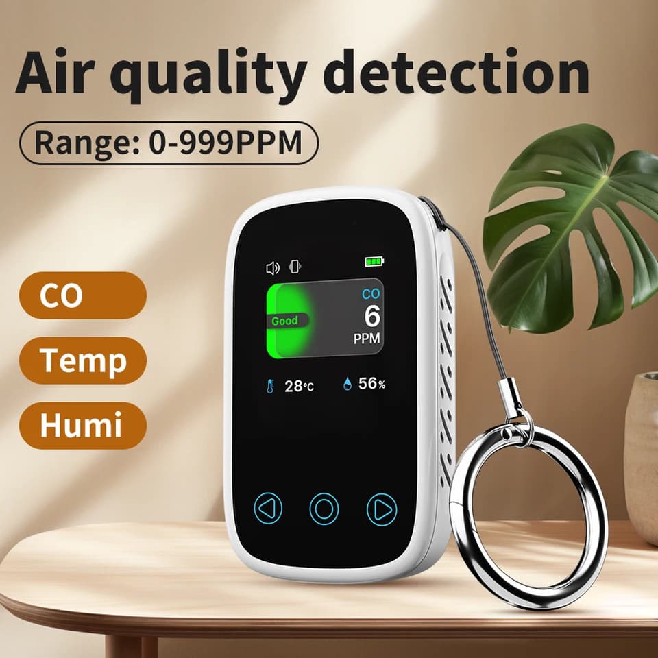 Portable Carbon Monoxide Detector | Rechargeable Air Quality Monitor | Temp/Humidity Meter - Thumbnail 3