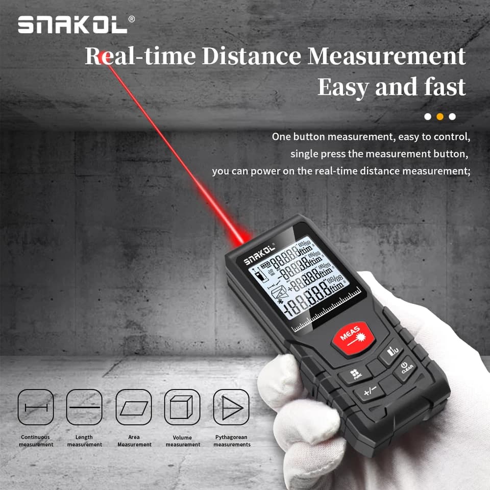 Snakol Laser Measure | 50-120m Range | Digital Tape Measure Tool - Thumbnail 4