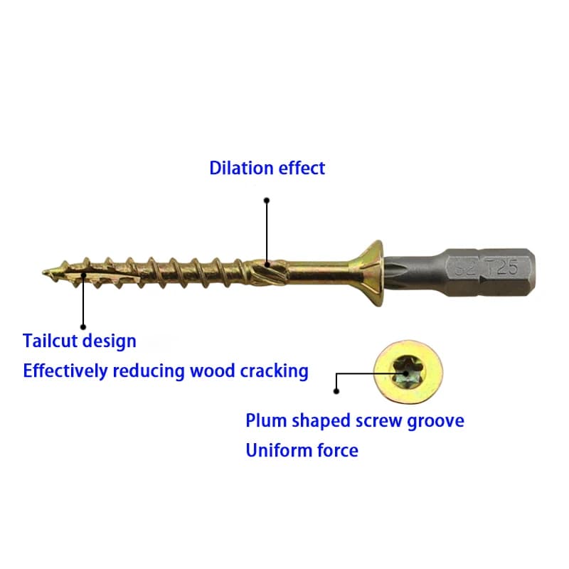 M4-M8 Concrete Screws | Countersunk Head, Knurled | Anti-Cracking Wood Structure - Thumbnail 4