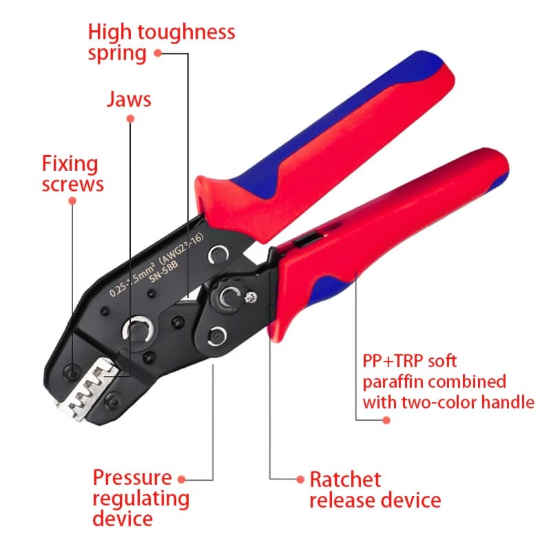 SN-58B Crimping Tool | High Carbon Steel Ratcheting | 0.25-1.5mm² (23-16AWG) - Thumbnail 7