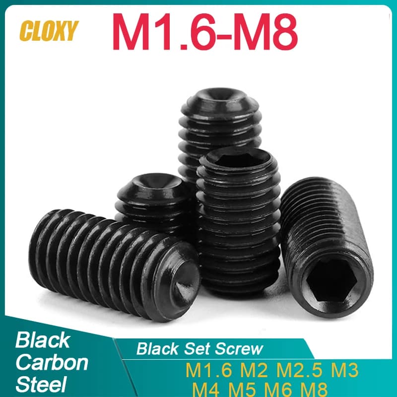 Grub Screws M1.6-M8 | Grade 12.9 Carbon Steel | DIN916 Hex Socket Set - Thumbnail 2