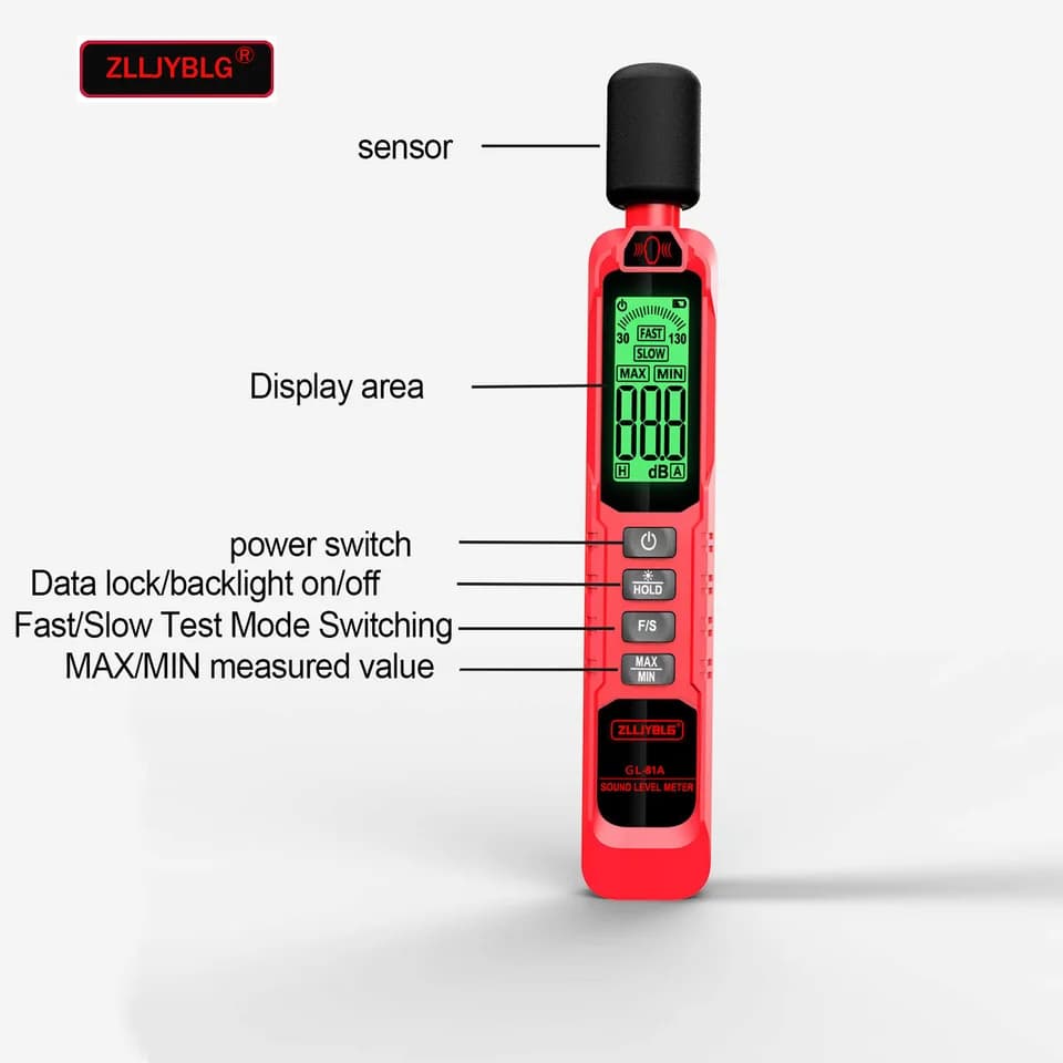 ZL81A Sound Level Meter | Digital Handheld Decibel Meter | Environmental Noise Detection - Thumbnail 2