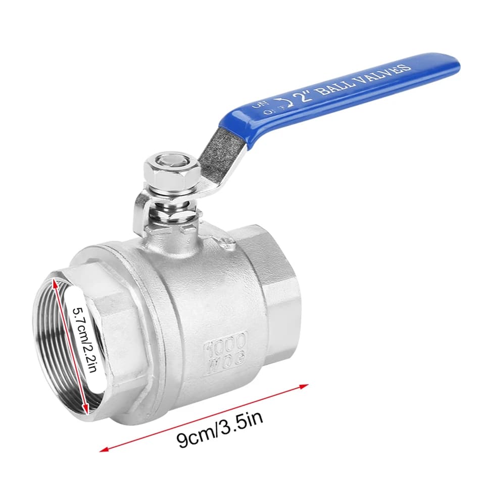 Stainless 304 Steel 2" DN50 Ball Valve | Full Port Female Thread | 1000 WOG - Thumbnail 7