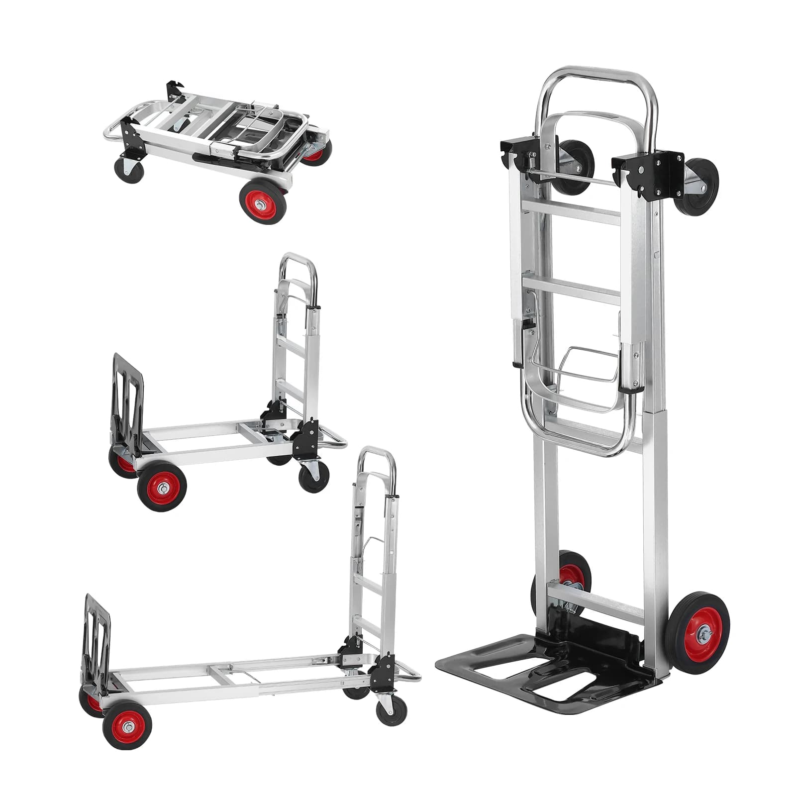 SucceBuy 400lbs capacity folding hand truck dolly with large wheels and lightweight aluminum frame for moving boxes and luggage.