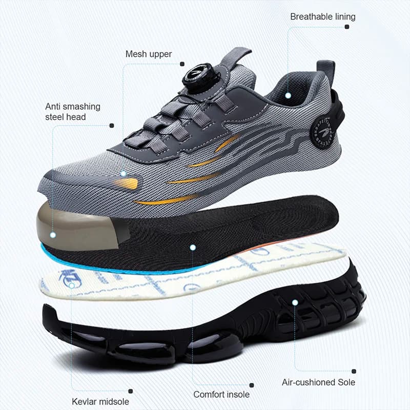Size 47 48 Safety Toe Wellington Boots | Air Cushion Steel Toe | Puncture Proof Work Sneakers - Thumbnail 4