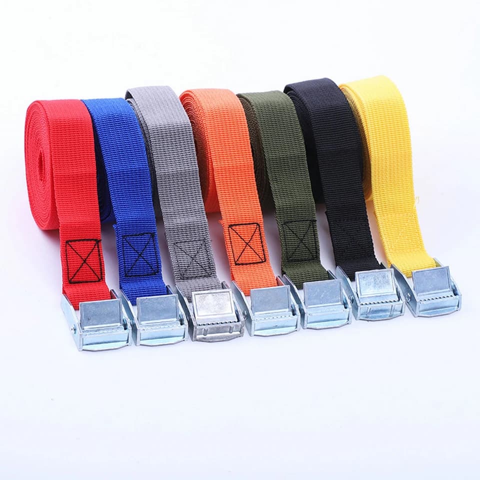 2M Ratchet Tie-Down Straps in various colours, showing product range.