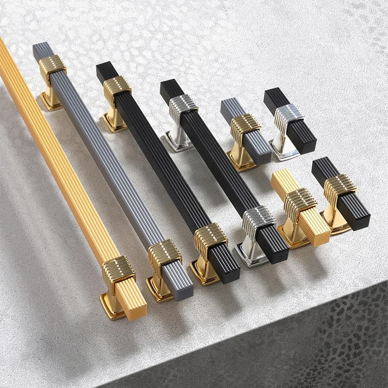 Long aluminum alloy cabinet handles in gold and black, measuring 800mm to 1000mm, for large wardrobe doors and furniture.