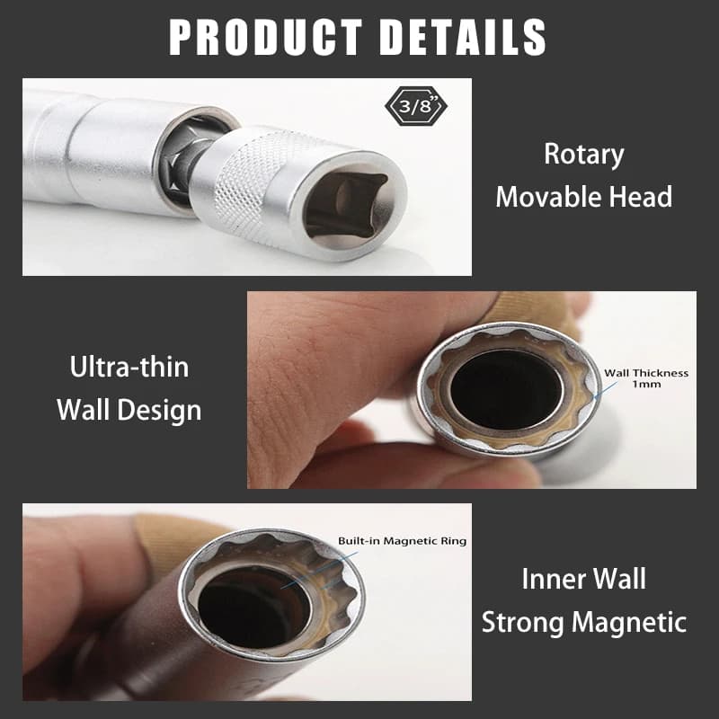 Spark Plug Socket | 14mm & 16mm Thin Wall | 3/8 Drive Wrench - Thumbnail 5
