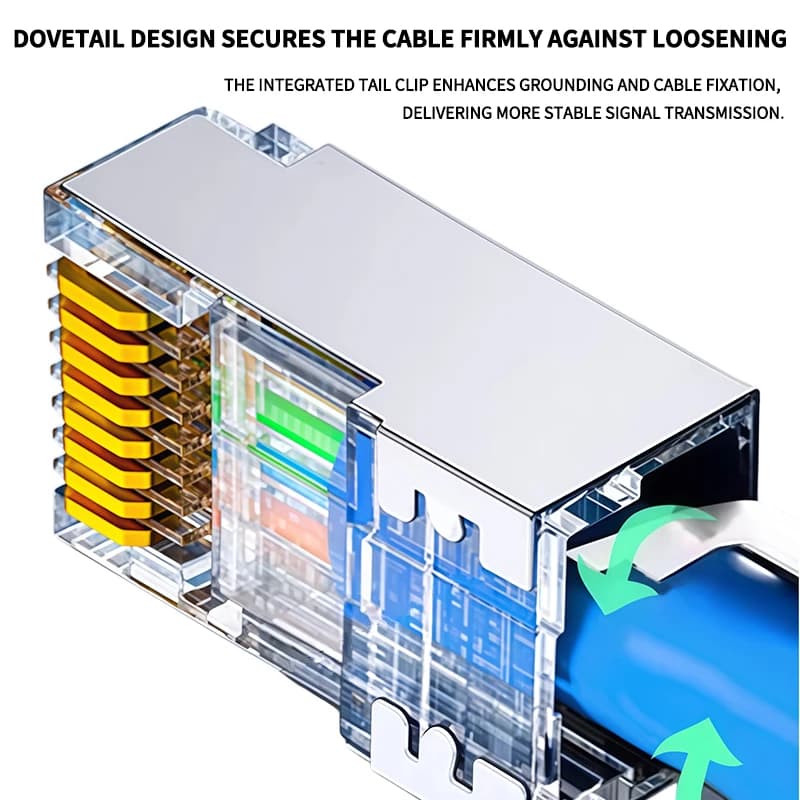 Cat6A Pass Through RJ45 Ethernet Cable Connector | Shielded 10Gbps | Cat6/6A Compatible - Thumbnail 5