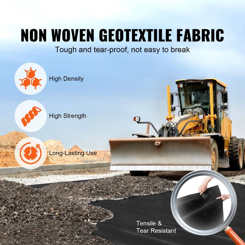 Non-Woven Geotextile Membrane | 10x100ft 8oz Heavy Duty | Under Gravel Driveway Fabric - Thumbnail 2