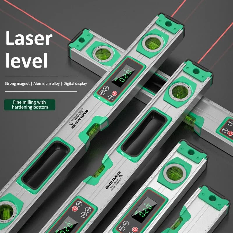 3-in-1 Digital Laser Level Ruler | Magnetic, 30-50cm | Aluminium Alloy Protractor - Thumbnail 3