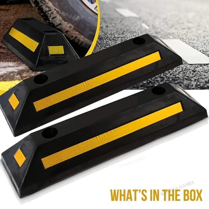 Wheel Chocks | High-Visibility Safety Stripes | For Garage & Trailer - Thumbnail 2