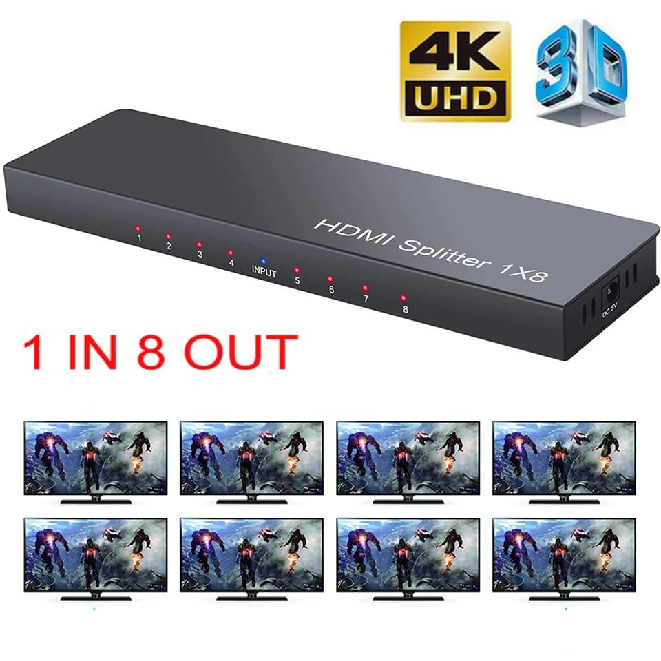 HDMI Splitter 1x8 | 4K HDMI Video Distributor | Duplicate 8 Displays - Thumbnail 2