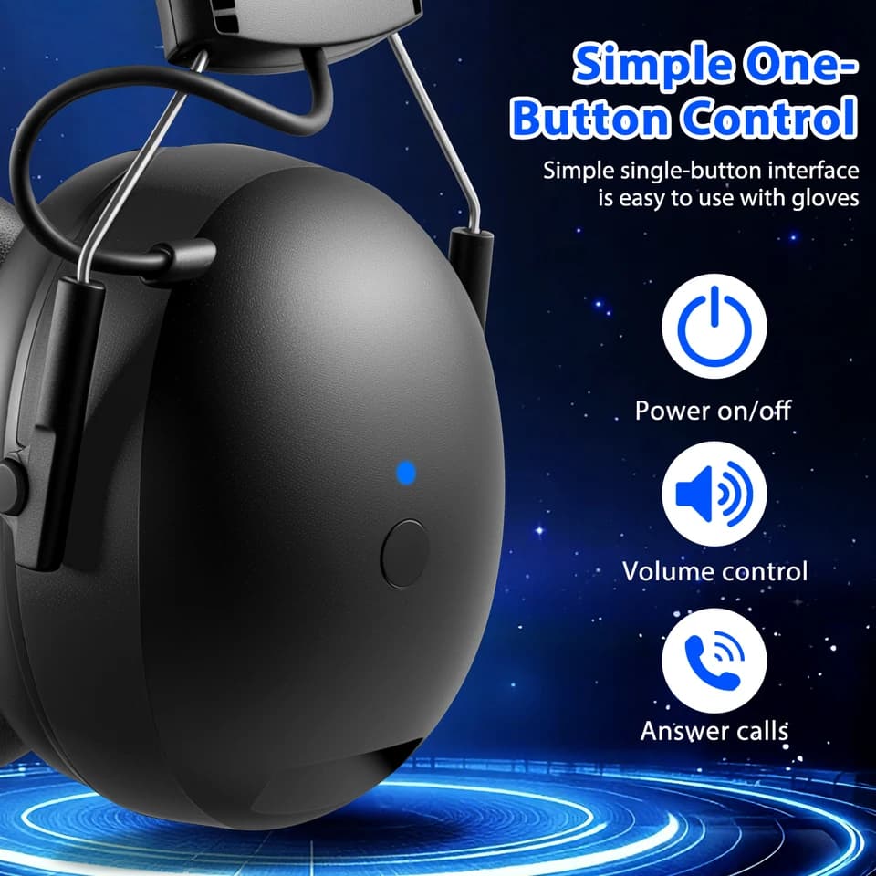 EB20 Bluetooth 6.0 Ear Defenders | Active Noise Cancelling | Workshop, Mowing, Shooting Hearing Protection - Thumbnail 5