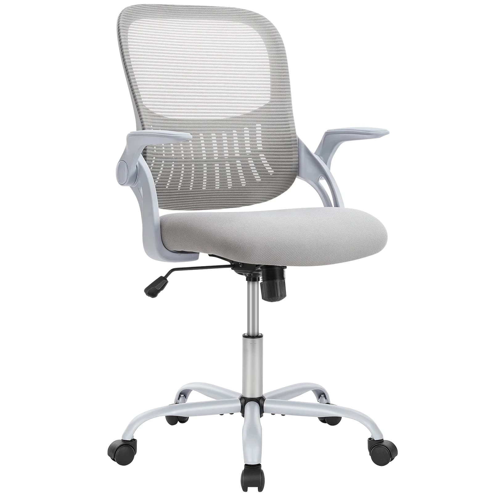 JHK ergonomic mesh office chair with adjustable height, swivel function, and wheels for comfortable computer work or gaming at home.