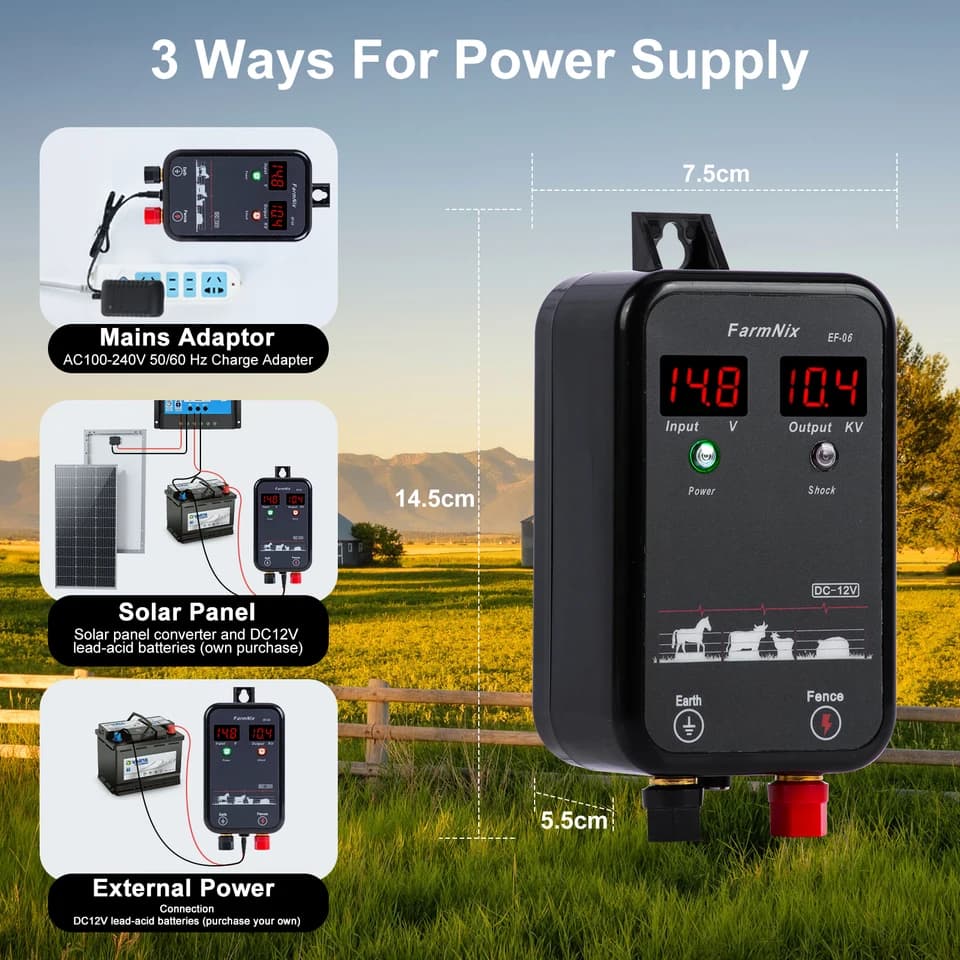 8KM Electric Fence Energiser | High Voltage Pulse Controller | Livestock & Farm Fencing - Thumbnail 4