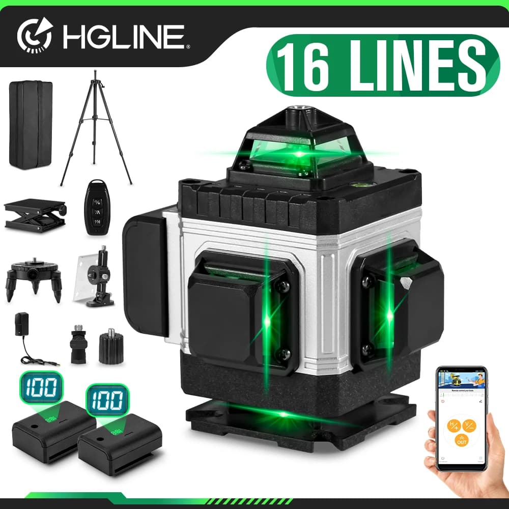 16-Line Laser Level | 360° Self-Leveling | App Remote Control for Precision Alignment - Thumbnail 2