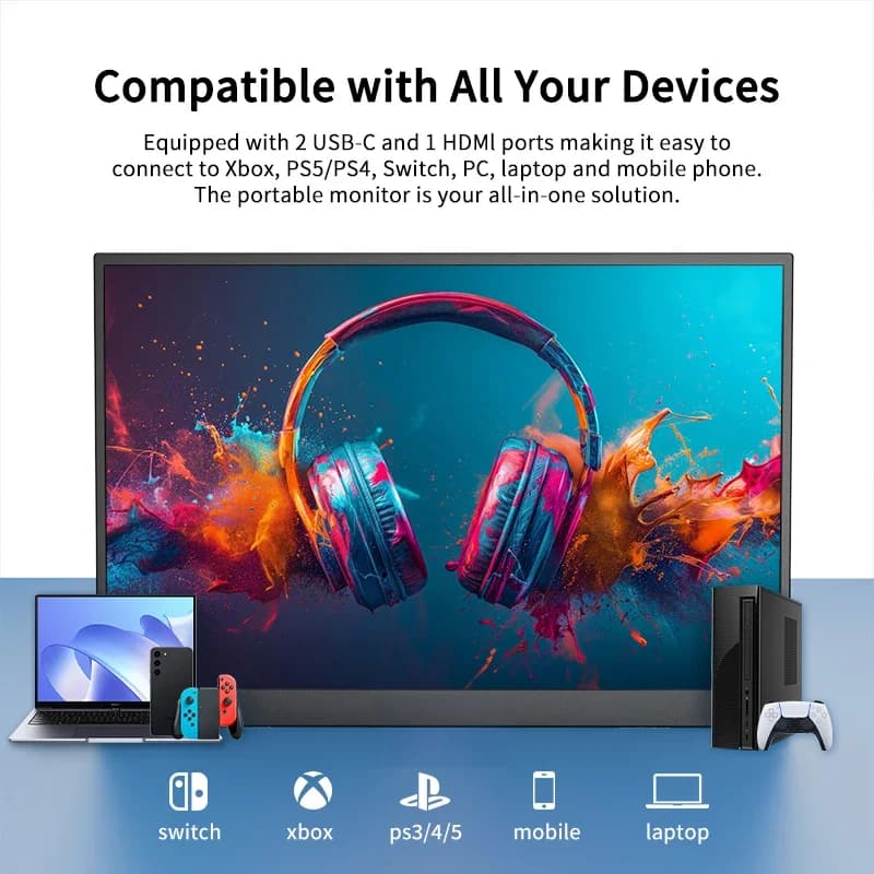 HGFRTEE Portable Monitor | 10.5" 1280P 420 Nits | Laptop, Mac, Xbox, PS5 Display - Thumbnail 6