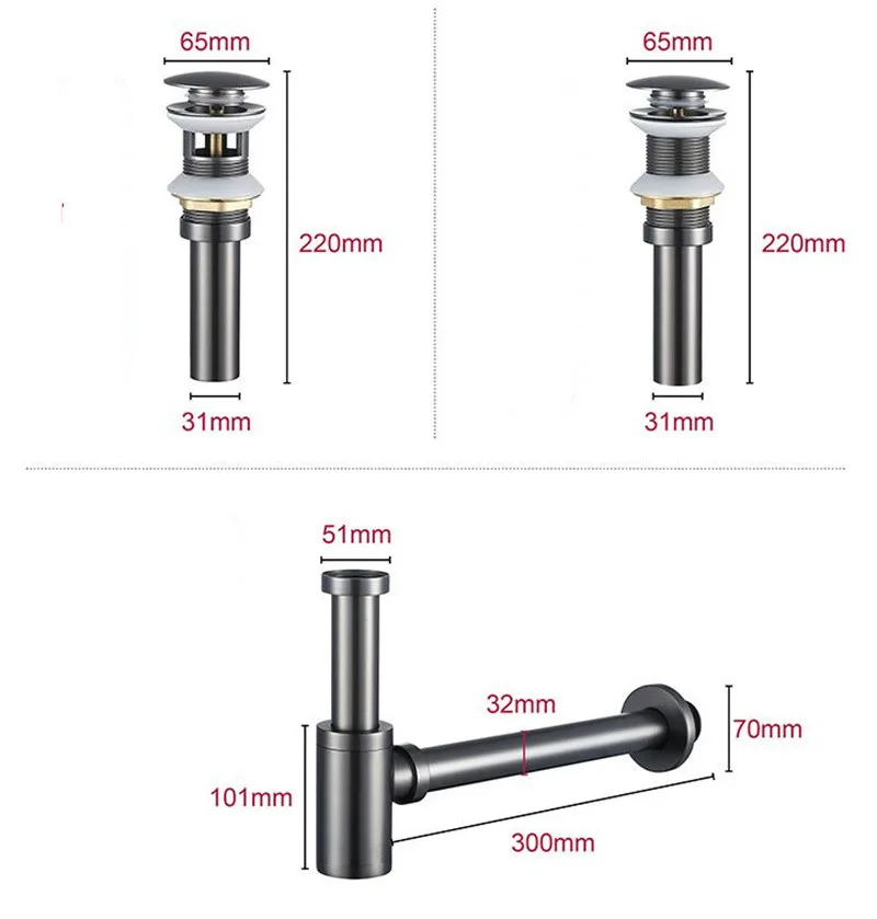 Brushed Gold P-Trap Siphon | Round Brass Basin Waste | Pop-Up Drainer - Thumbnail 4