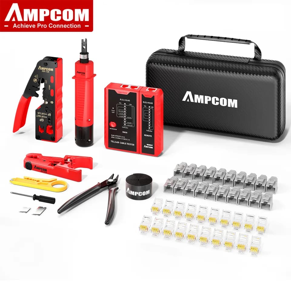 RJ45 Crimping Tool Kit | Cat5e/6/7 Network Tester | Punch Down Tool - Thumbnail 2