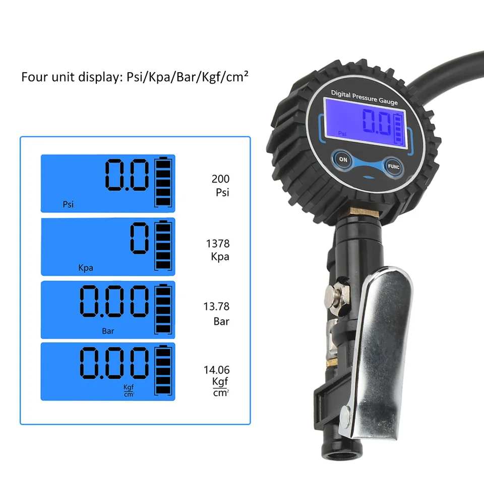 Digital Tyre Inflator | Auto-Off Easy Read Gauge | Car Van Truck Bus - Thumbnail 3