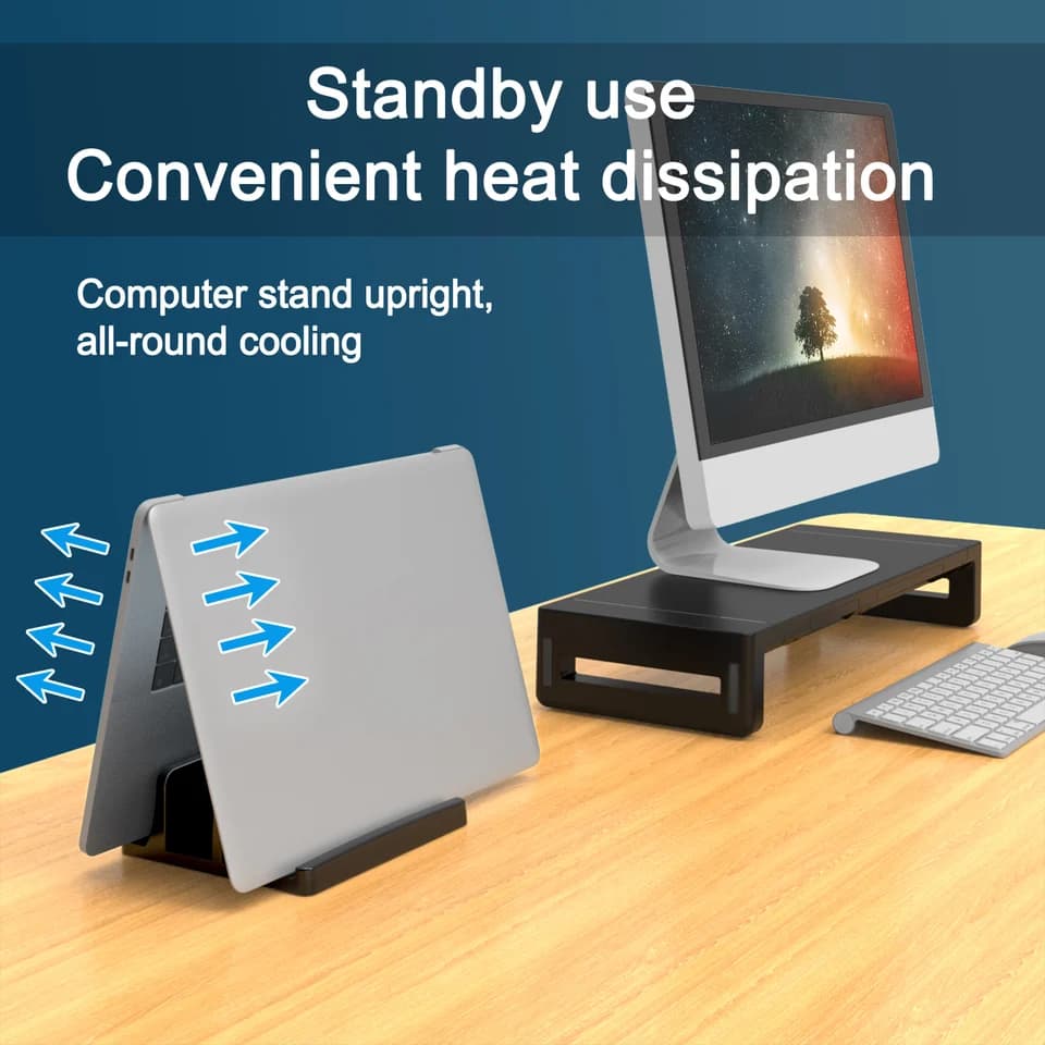 Dual Slot Laptop Stand | Space-Saving Vertical Holder | Supports MacBook - Thumbnail 7