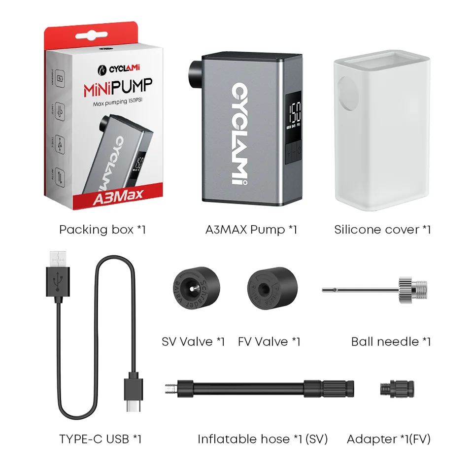 CYCLAMI A3 MAX Digital Tyre Inflator | 150 PSI Real-time Display | Portable Car & Bike Pump - Thumbnail 6
