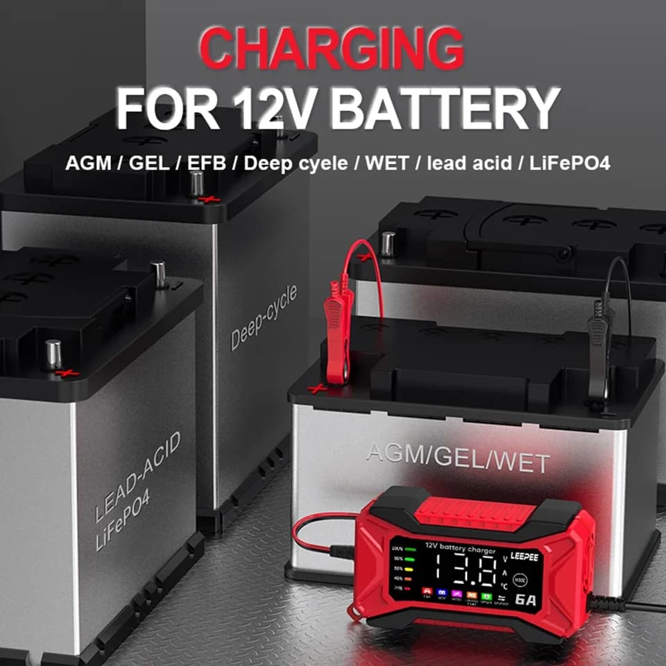 Car Battery Charger 12V 6A Digital | Pulse Repair & Display | Overvoltage Protection - Thumbnail 6