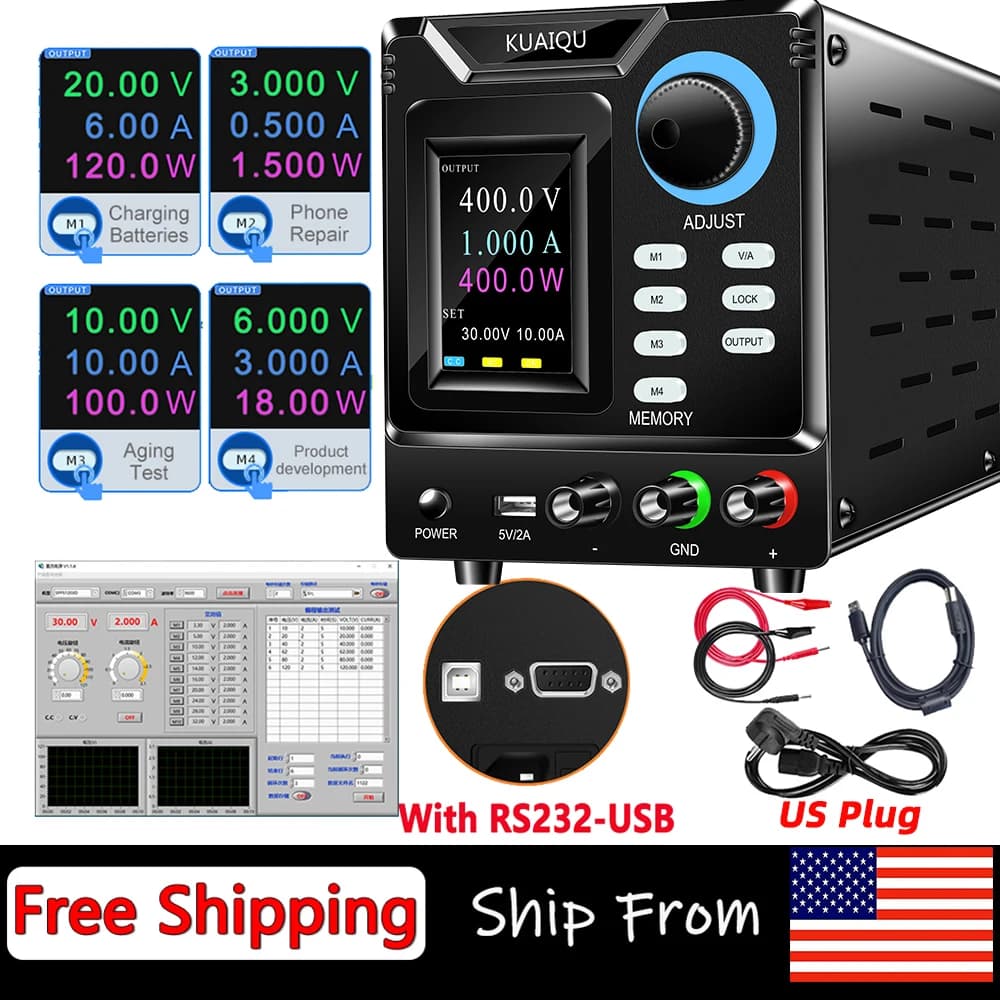 DC Power Supply | 400V 1A 30V10A Bench Unit | RS-232 Interface & Voltage Stabilization - Thumbnail 2