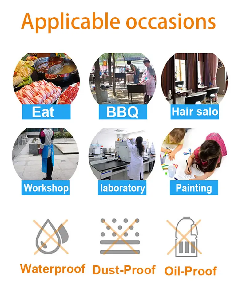 Disposable Aprons | Clear Plastic | Adults & Kids Bulk Pack - Thumbnail 5