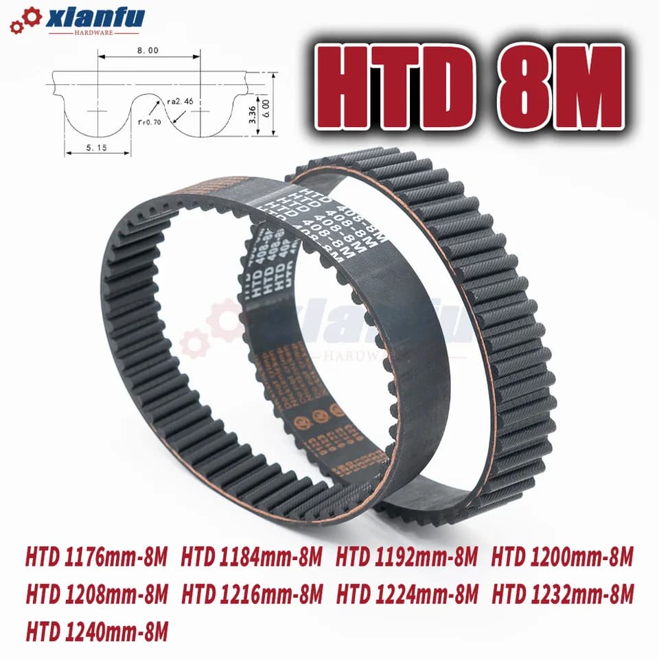 HTD 8M Timing Belt | 1176-1240mm Perimeter | CNC Transmission Drive - Thumbnail 5
