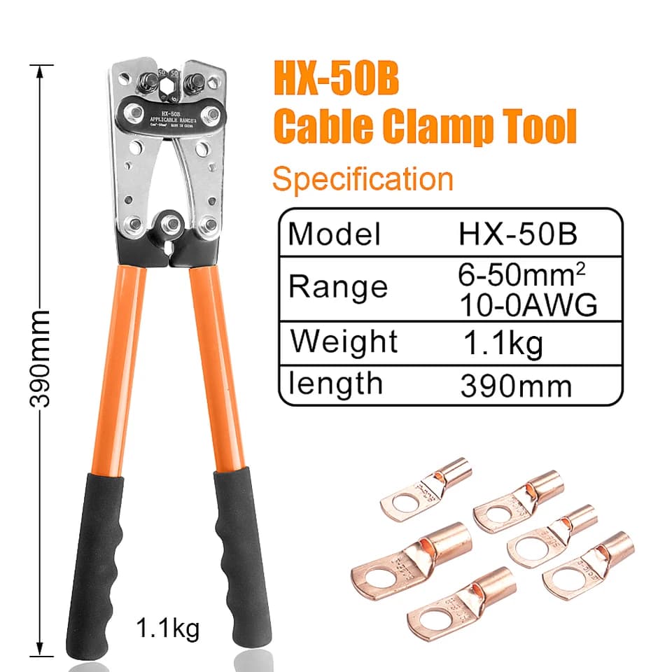 Hex Crimping Tool | 6-50mm² Battery Cable Lugs | HX-50B - Thumbnail 5