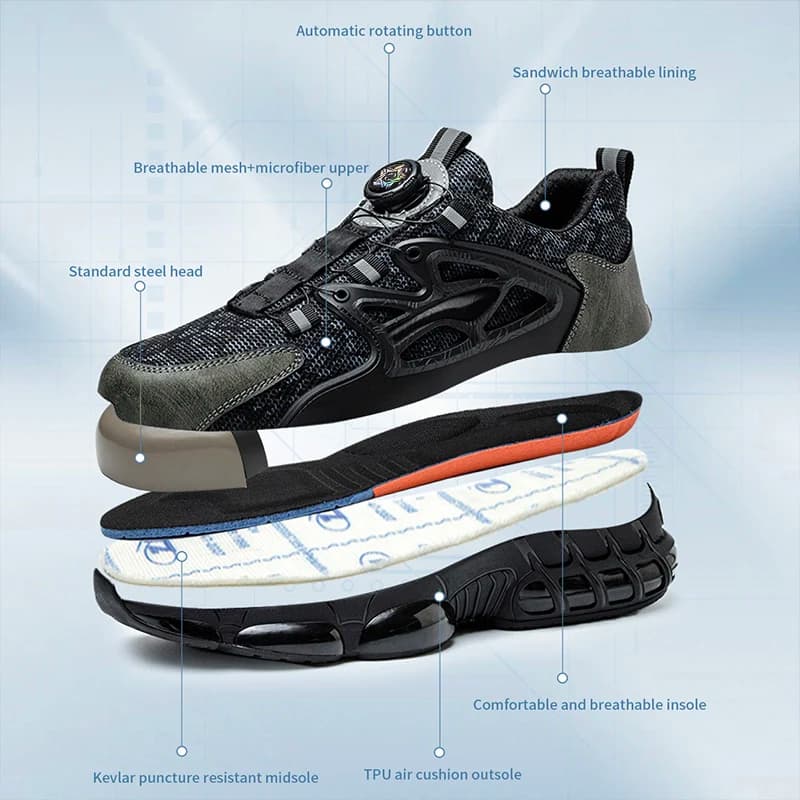 Steel Toe Cap Safety Boots | Rotating Button Fastening | Puncture Proof Sole - Thumbnail 3