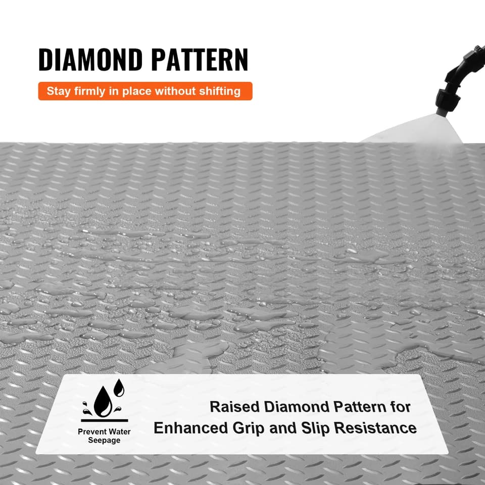 Rubber Floor Matting | 157" x 59" PVC Roll | Non-Slip Garage Flooring - Thumbnail 3