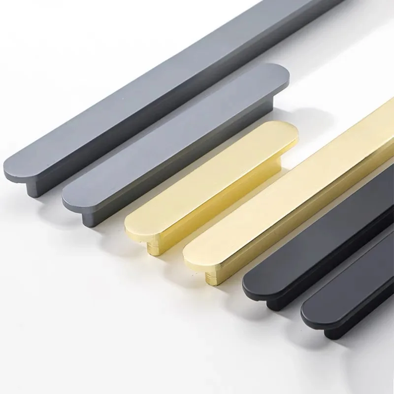 Fashionable brushed cabinet handles made from aluminum alloy, suitable for kitchen cupboards, wardrobes, drawers, and closet doors.