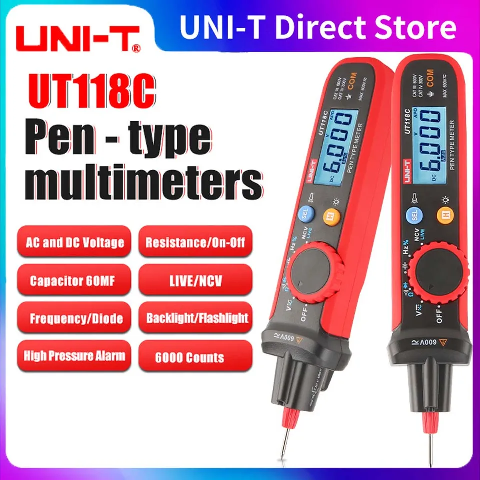 UNI-T UT118C Pen Multimeter | 6000 Counts AC/DC Proving Unit | NCV Multi Tester - Thumbnail 3