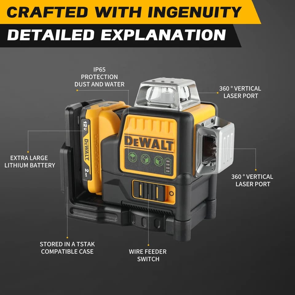 DEWALT DW089 Laser Level | 3x360° Green Beam | Self-Levelling for Building Work - Thumbnail 6