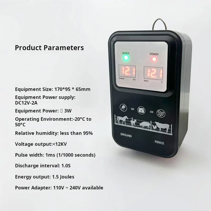 Electric Fence Energizer | LCD Display | Livestock & Horse Controller - Thumbnail 5