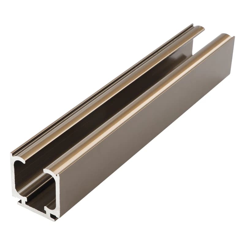 Garment hanging rail, single aluminium extrusion on white background.