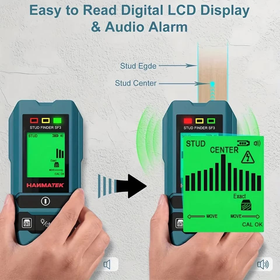 HANMATEK SF3 Stud Finder | Wall Scanner for Metal, Studs, AC Wire | Pipe Detection - Thumbnail 4